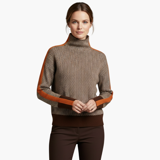 Women's Striped Turtleneck Knit Sweater