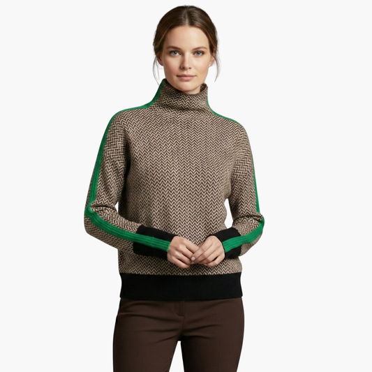 Women's Striped Turtleneck Knit Sweater