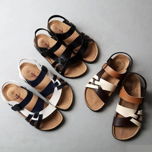 PU Leather Orthopedic Strap Sandals with Cushioned Insole