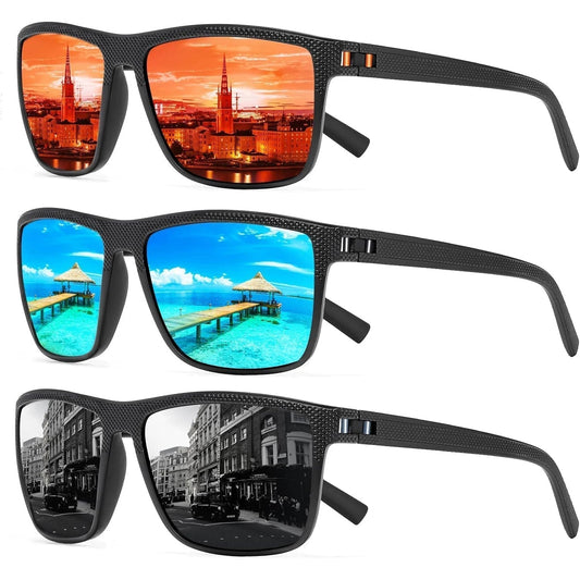 Polarised UV400 Square Sunglasses Set of 3