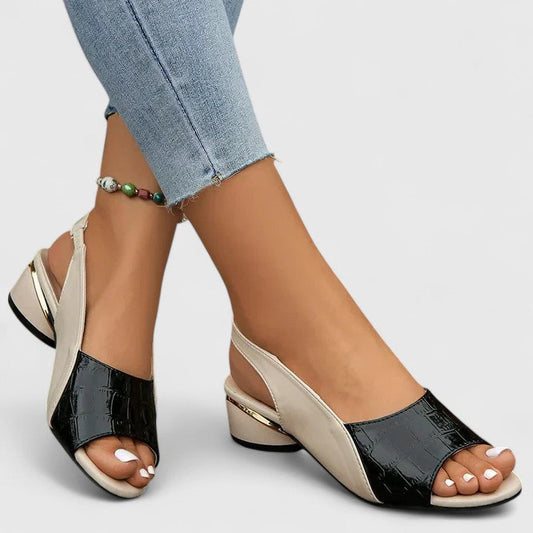 Open Toe Leather Sandals With Side Buckle