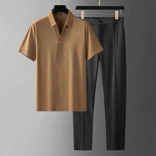 Smooth Knit Short Sleeve Two Piece Set