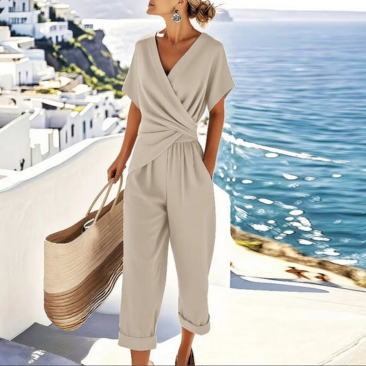 Wrap V-Neck Two Piece Summer Set