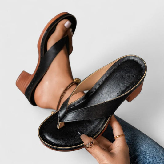 Orthopedic Thong Sandals With Block Heel