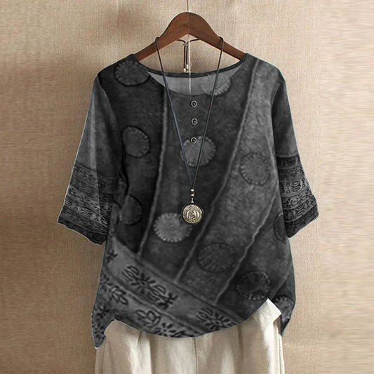 Vintage Floral Print Relaxed Blouse