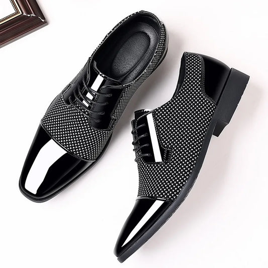 Men's Oxford Wedding Shoes Lace-Up With Contrast Texture