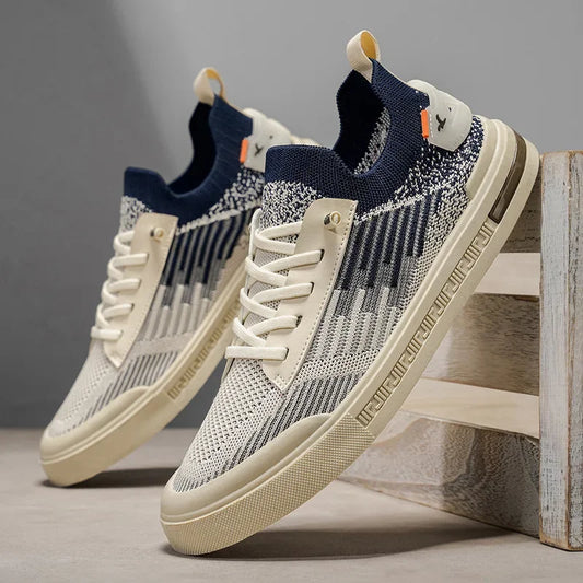 Men's Two Tone Knit Lace Up Sneakers