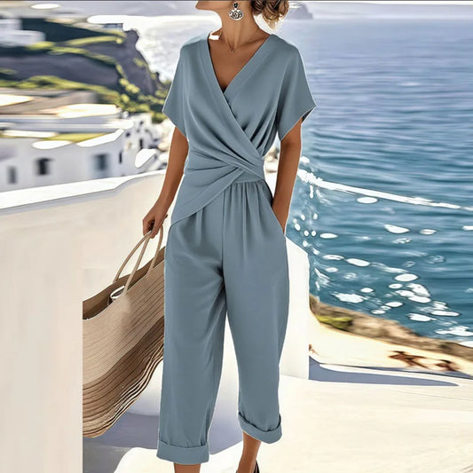 Wrap V-Neck Two Piece Summer Set