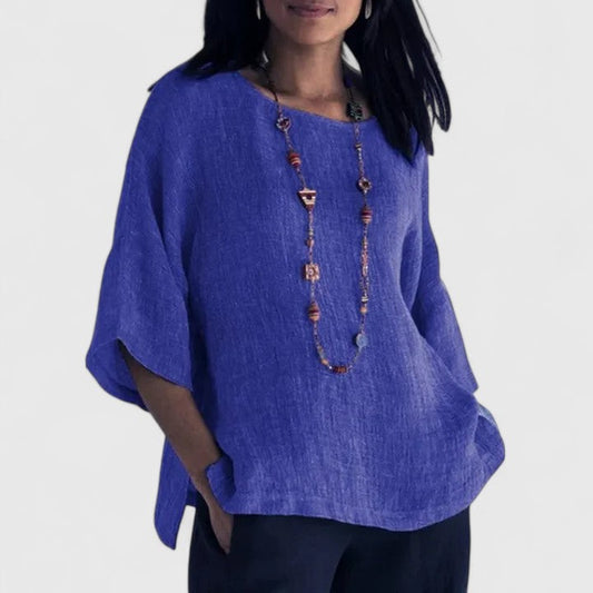 Oversized Linen Blouse With Beaded Detail