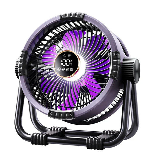 Rechargeable Camping Fan With LED Light and Remote