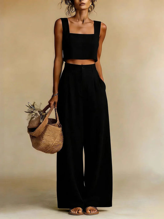 Relaxed Wide Leg Palazzo Two Piece Set