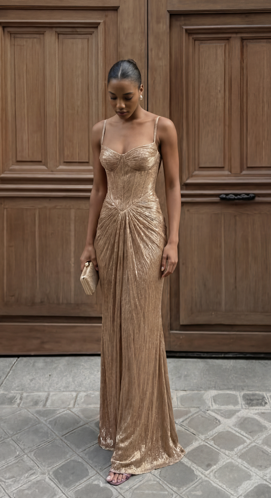Open Back Corset Maxi Dress