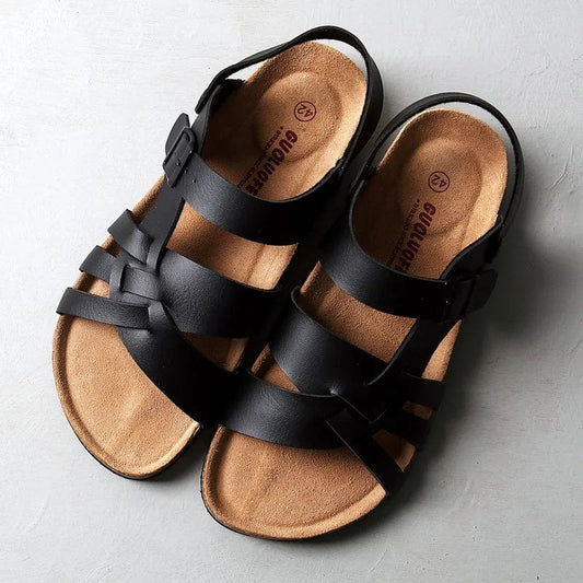PU Leather Orthopedic Strap Sandals with Cushioned Insole