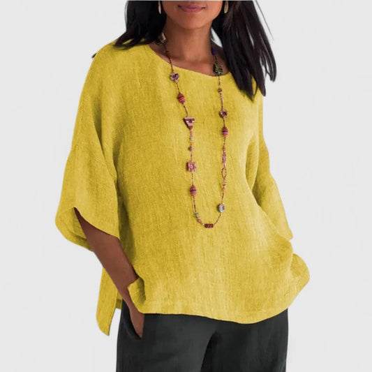 Oversized Linen Blouse With Beaded Detail