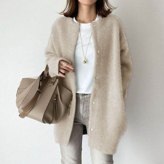 Wool And Suede Open Front Pocket Cardigan