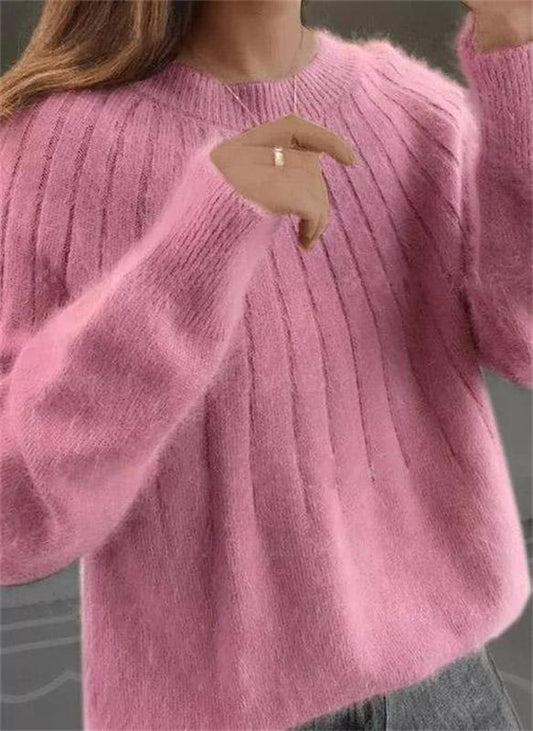 Women's Soft Knit Crew Neck Pullover Sweater
