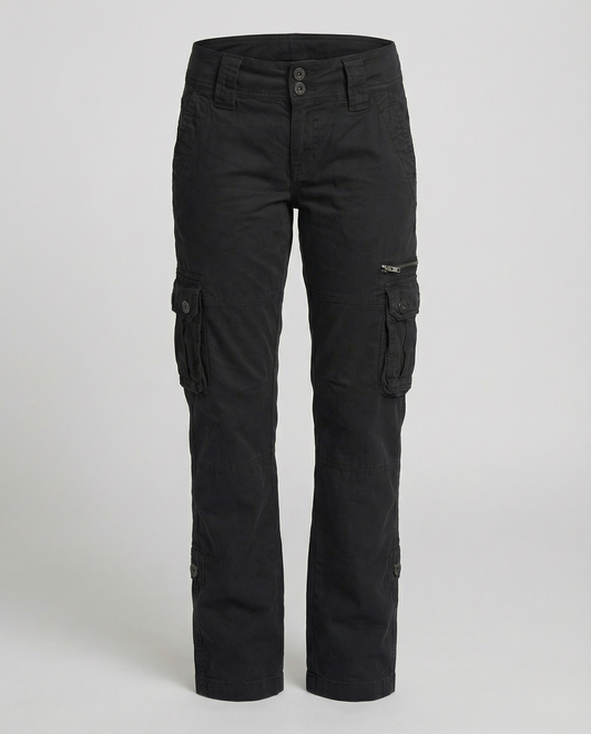 Straight-Leg Stretch Cargo Pants With Pockets