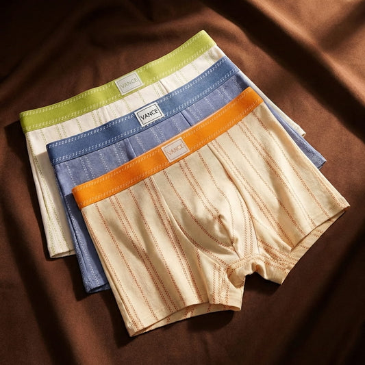 Men's Striped Cotton Mid-Rise Boxer Briefs Pack