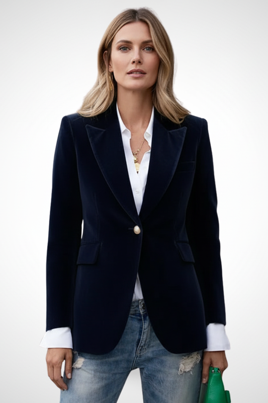 Structured Single-Button Blazer with Defined Lapels