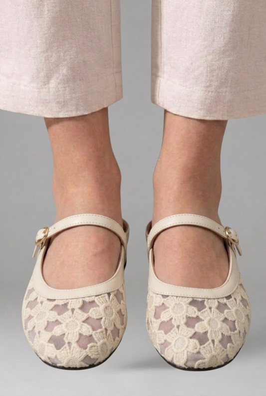 Floral Lace Mary Jane Flats