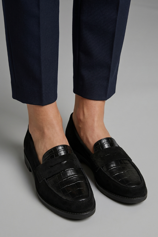 Textured Orthopaedic Croc-Embossed Loafers