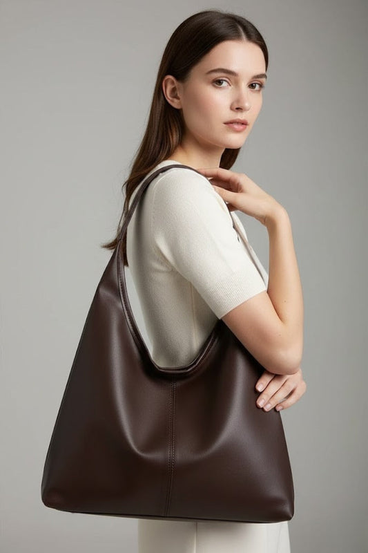 Classic Faux Leather Tote Bag With Large Inner Pocket