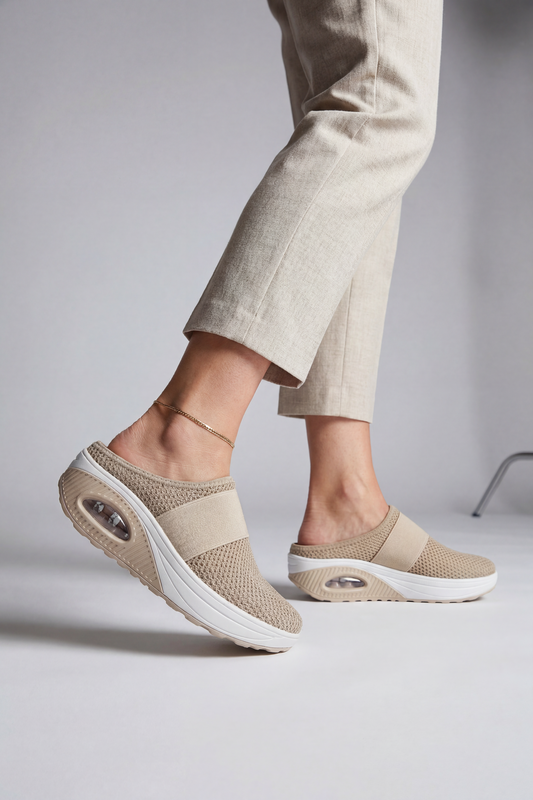 Ventilated Mesh Mules with Cushioned Sole