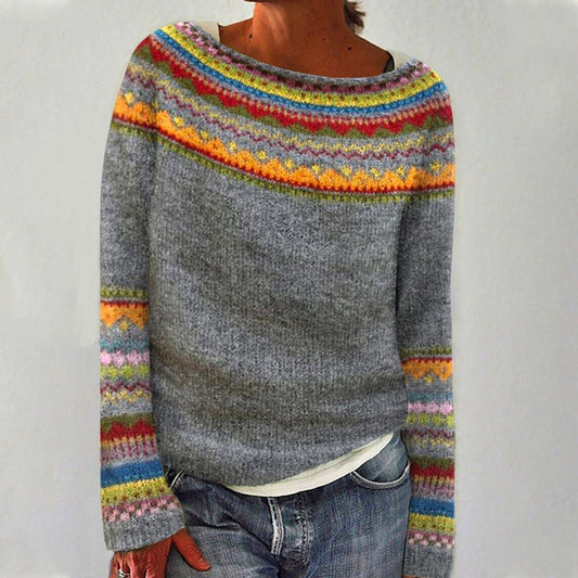 Women's Vintage Striped Oversized Knit Sweater