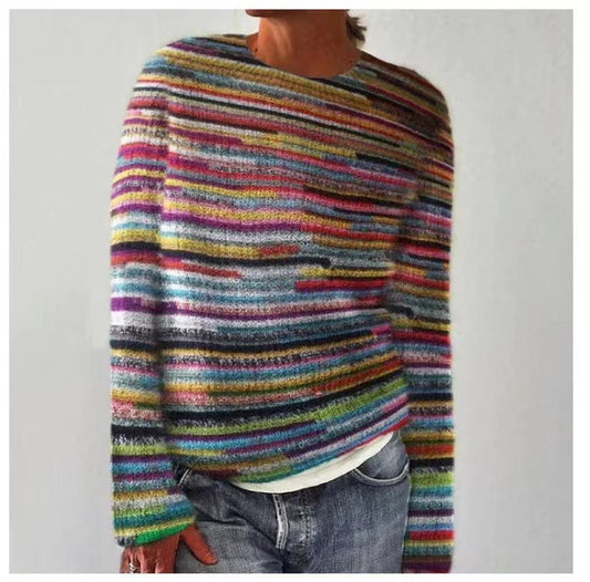 Women's Vintage Striped Oversized Knit Sweater