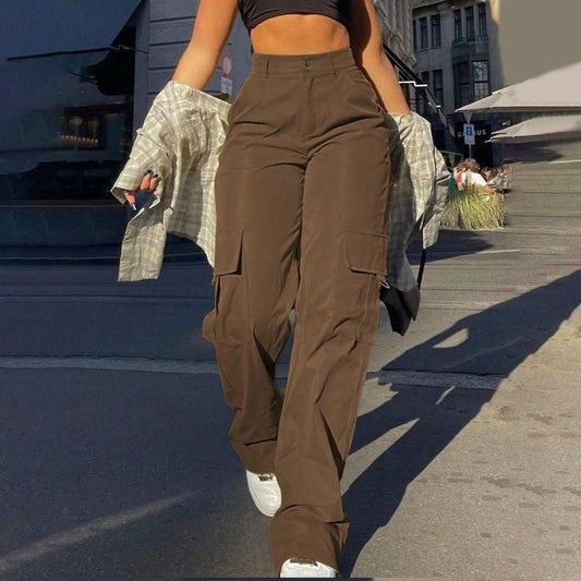 Relaxed Fit High-Waist Cargo Trousers
