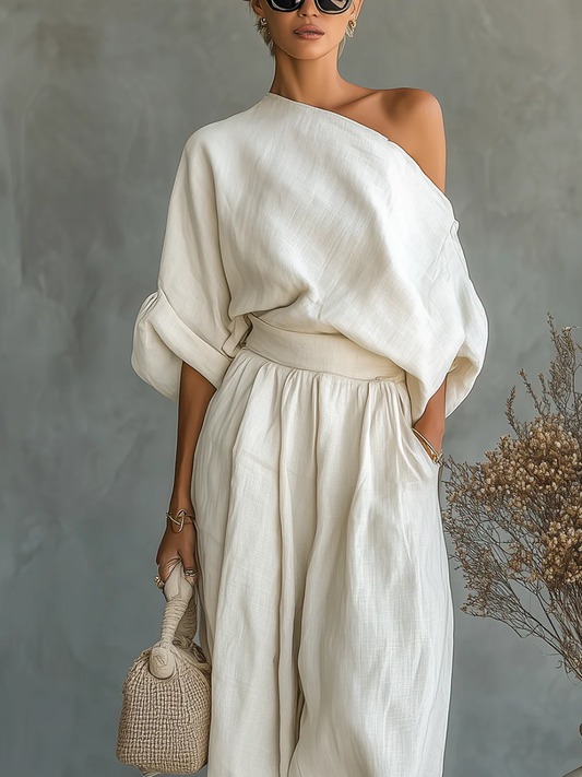 Off Shoulder Top And Tapered Trouser Set