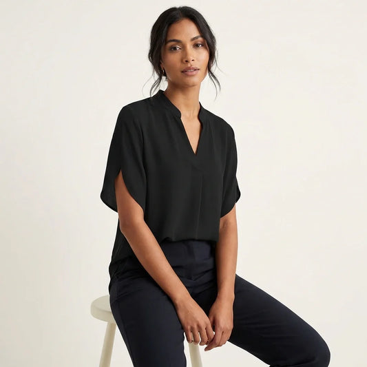 Relaxed Fit V-Neck Summer Blouse