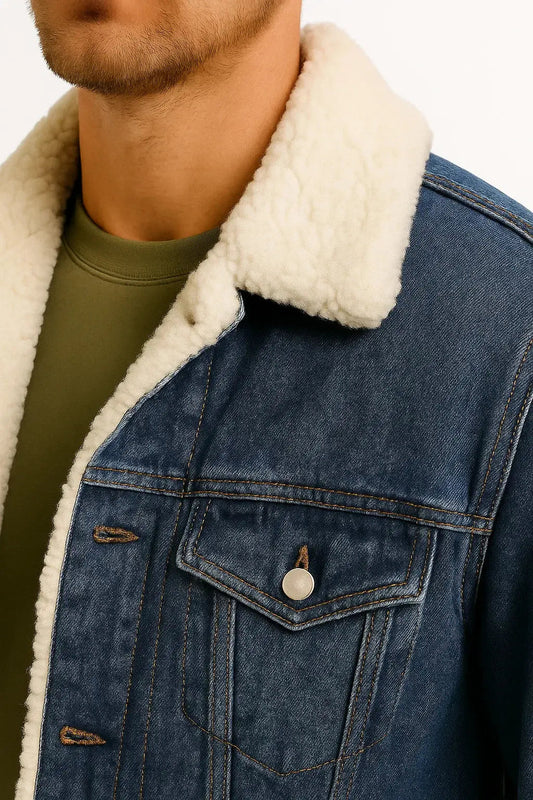 Fleece Lined Loose Fit Denim Jacket