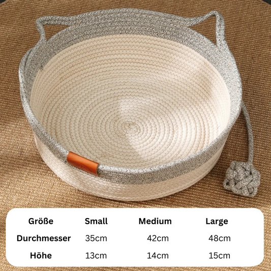 Handwoven Cotton Rope Cat Bed With High Sides