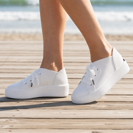 Women's Orthopedic Slip-On Platform Sneakers With Decorative Laces