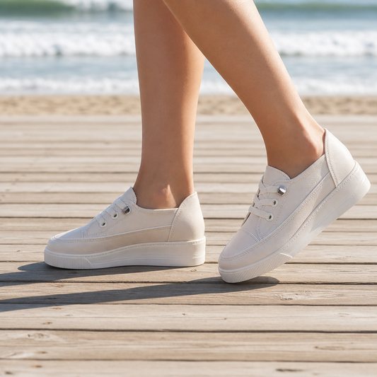 Women's Orthopedic Slip-On Platform Sneakers With Decorative Laces