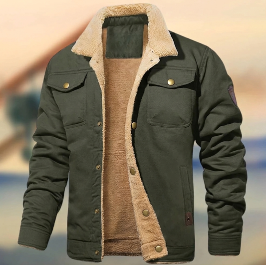 Men's Button-Down Jacket With Sherpa Collar