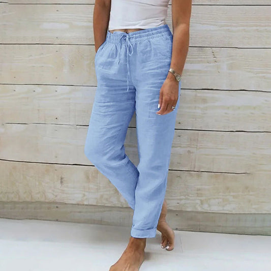 Wide Leg Linen Summer Trousers For Women