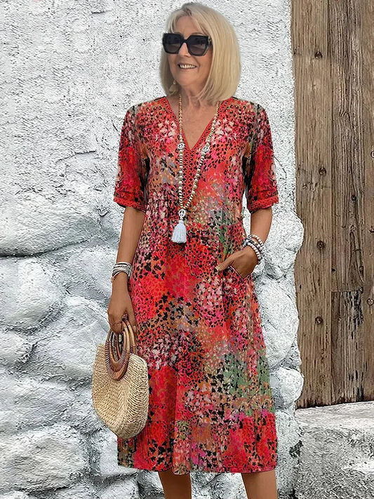 Printed Pocket Midi Dress