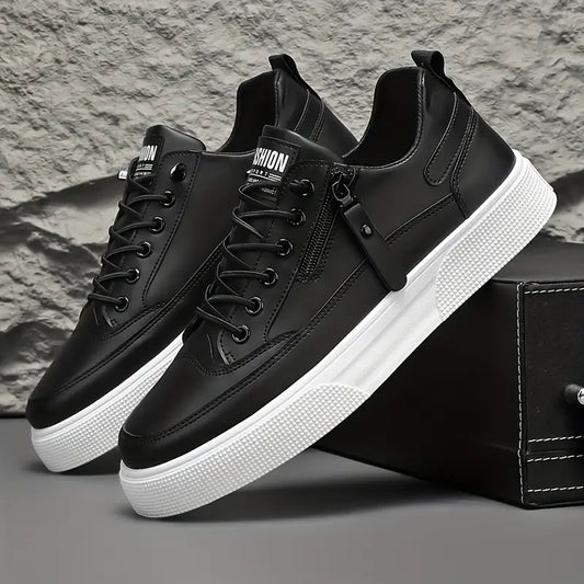 Premium Leather Side-Zip Sneakers
