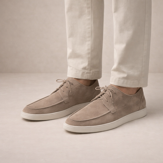 Men's Lace-Up Leather Look Closed Toe Loafers