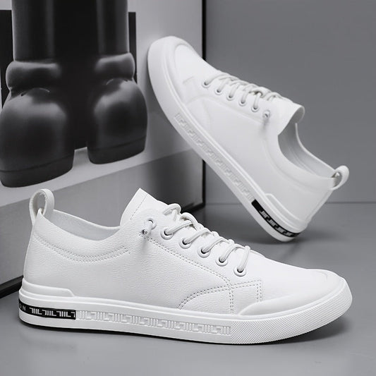 Men's Minimal Smooth Leather Look Sneakers