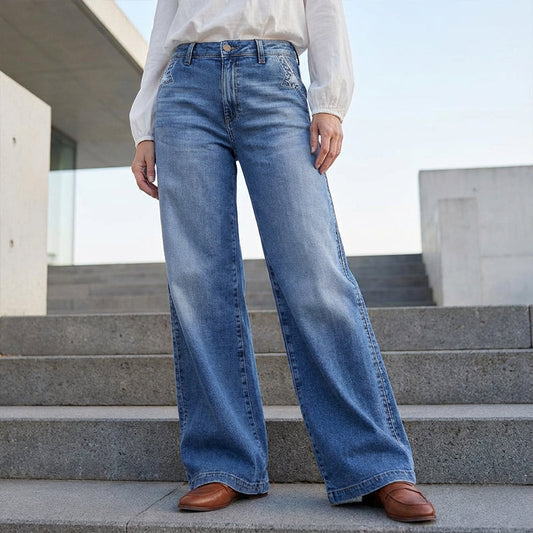 Women's Retro High Waist Wide Leg Jeans