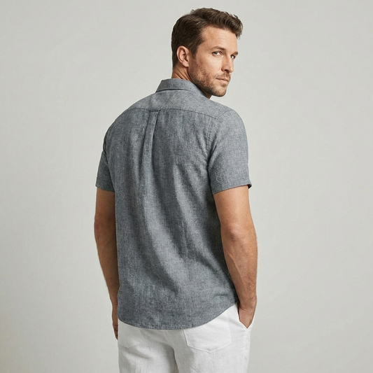 Men's Short Sleeve Cotton Linen Shirt