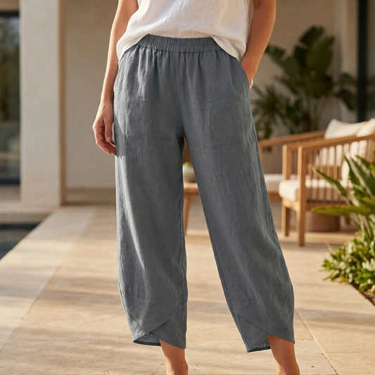 Loose Fit Elastic Waist Tapered Trousers