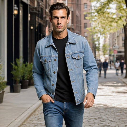 Classic Button-Front Denim Jacket - street style
