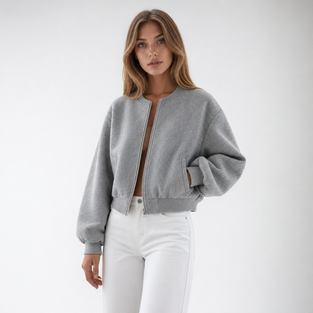 Lightweight Zip Up Women's Bomber Jacket - studio shot