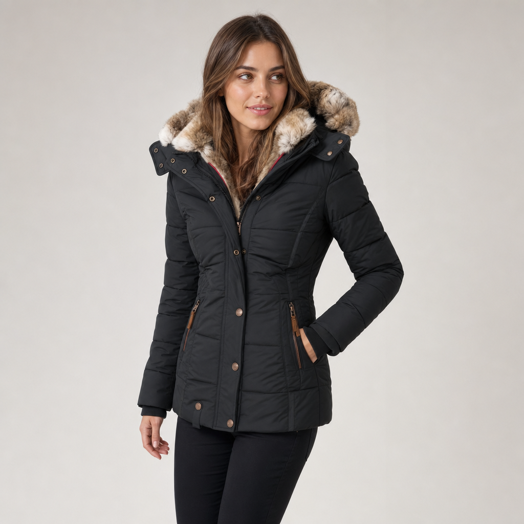 Aurora Slim Fit Hooded Winter Jacket - studio shot