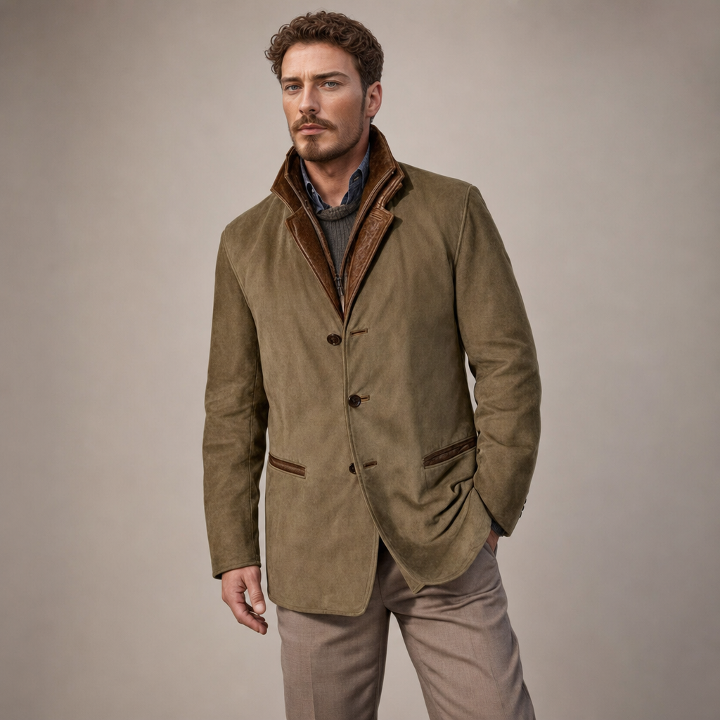 Men's Blazer Jacket With Lapel Collar Smart Casual Fit - studio shot