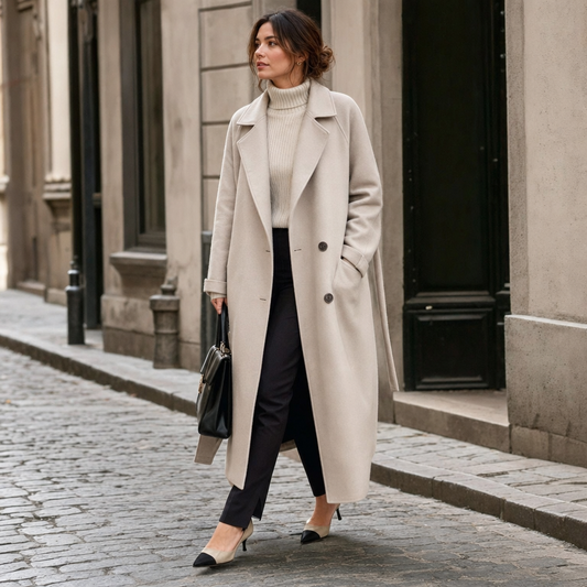 Women's Long Wool Blend Overcoat - street style